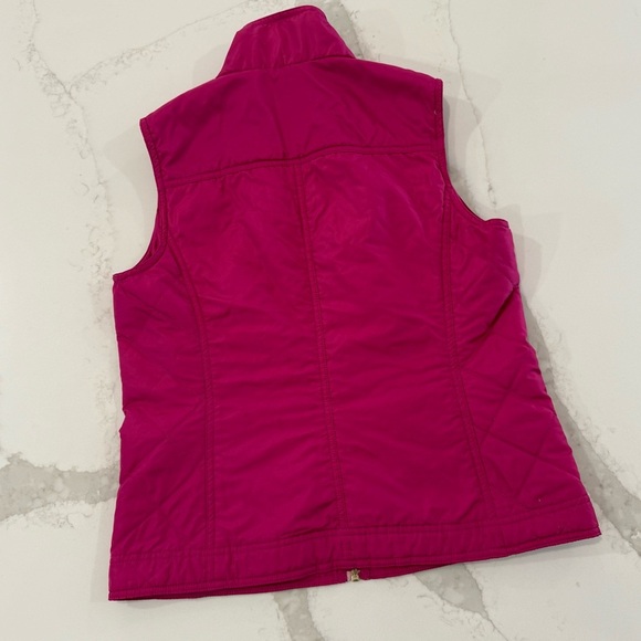 Chico's Sleeveless Puffer Full Zip Jacket Vest Women’s Small Fuchsia/Gold Accent - Picture 7 of 8